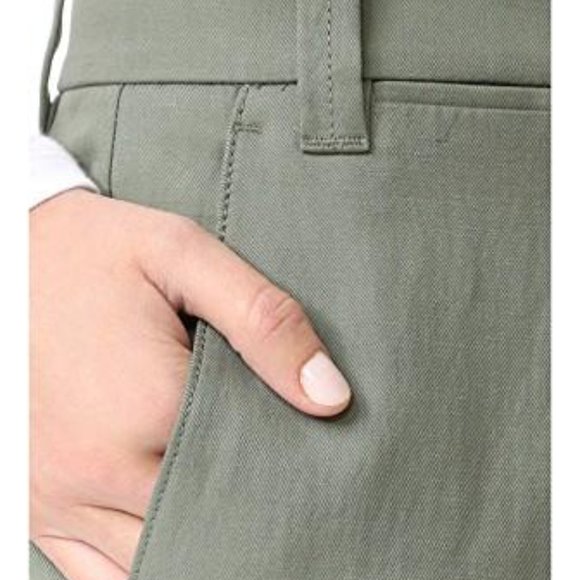 VINCE Linen Blend Cropped Twill Pants Casual Sage Khaki Green Capri 4 - Picture 5 of 6